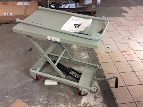 Hydraulic Scissor Cart Lift Table Cart 500lbs, Manual Scissor Lift Table In Grey - Lot 305