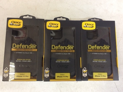 Lot of (3) New OtterBox Defender Series Phone Cases for iPhone 11 Pro - Lot 374