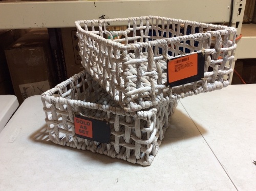 Lot of (2) mDesign Water Hyacinth Open Weave Pantry Baskets. Appear New - Lot 403