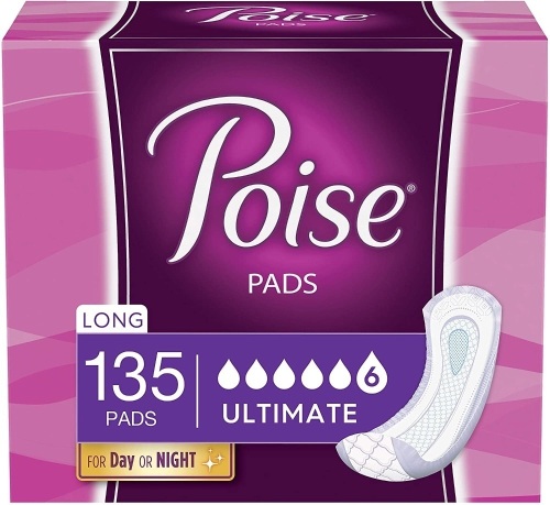 Poise Incontinence Pads for Women, Ultimate Absorbency, Long, Original Design, 135 Count (3 Packs of 45) - Lot 409