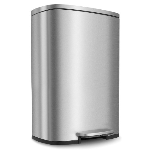 HEMBOR 13.2 Gallon Stainless Steel  Gentle Open and Close Trashcan with Durable Pedal - E-Comm Return, Appears New  - Lot 417