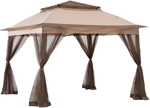 Sunjoy Mason 11x11 2-Tone Pop Up Portable Steel Gazebo, Tan - Appears New  - Lot 446