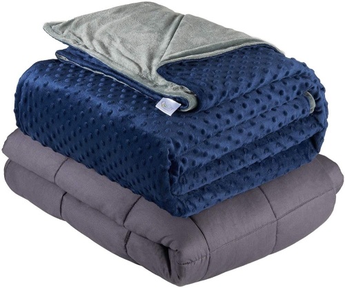 Quility Weighted Blanket for Kids or Adults - Heavy Heating Blankets for Restlessness (48”x72”, 15 lbs), Grey. Appears New - Lot 477