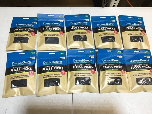 Lot of (10) New Packs of DentalGuru Floss Picks - Lot 534