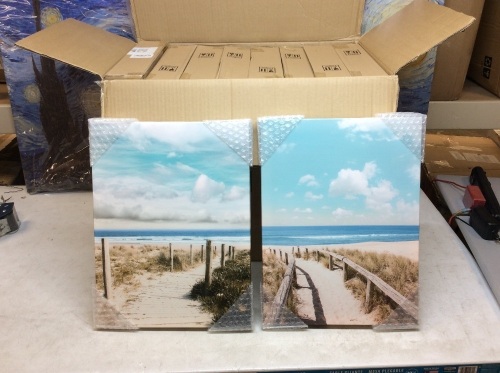 Lot of (8) New 2-Piece 12" x 16" Beach Pathway Canvas Art Prints - Lot 536