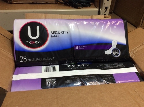 (3) Packs of U by Kotex Security Overnight Maxi Pads, Unscented, 28 ct in Each Pack - Lot 543