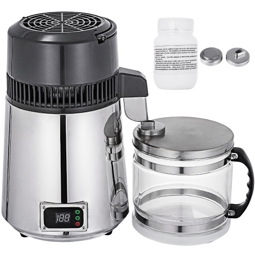 VEVOR Water Distillers Countertop Stainless Steel 4L 750W Digital Control Distilling Water Machine with Handle, Sliver - Appears New   - Lot 606