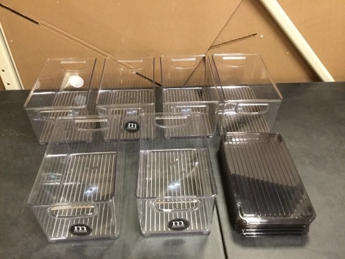 Lot of (6) Clear Plastic Storage Containers with Black Lids - Appear New - Lot 608