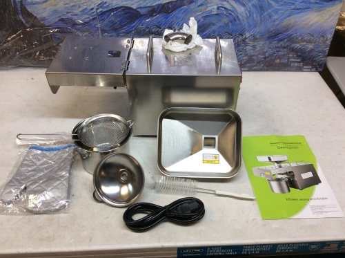 Household Stainless Steel Oil Press. Powers Up, Not Tested Further - Lot 610