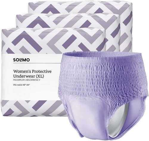 Solimo Incontinence & Postpartum Underwear for Women, Maximum Absorbency, Extra Large, 48 count, 3 Packs of 16 - Lot 659
