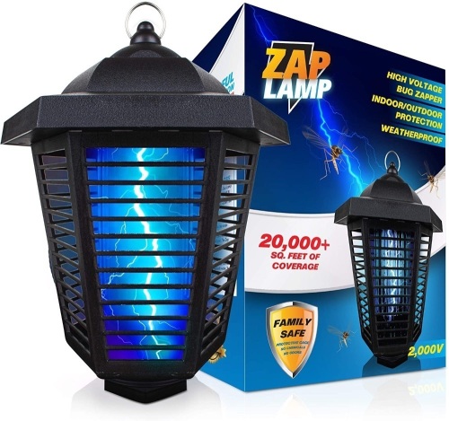 Livin’ Well Zap Lamp Bug Zapper - 2000V High Powered Electric Mosquito Zapper Insect Trap with 20,000+ Sq. Feet Range and 20W UV Mosquito Killer Bulb. Appears New - Lot 685