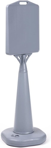 Heavy-Duty Grey Plastic Outdoor Cone Sign Holds 13 x 15-Inch Signs, Double-Sided, Weighted Base, 14-1/2 x 47 x 14-1/2-Inch. Appears New - Lot 708