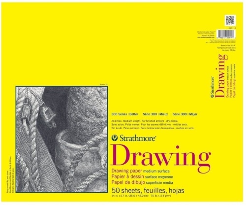 Strathmore 300 Series Drawing Pad, Medium Surface, 14"x17", Glue Bound, 50 Sheets. - Lot 723