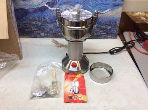 VEVOR Electric Grain 350g Mill Grinder Powder Machine 1600W 50-300 Mesh 25000RPM. Powers Up, Not Tested Further - Lot 726