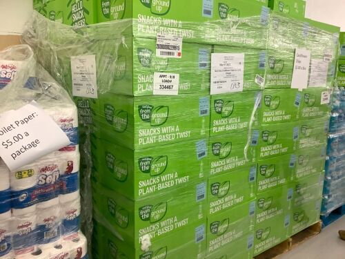 Pallet of Califlower Chips, Sea Salt and Vinegar, 8 Cases per layer, 9 layers high, Use by Date: March 17, 2022 - Lot 37