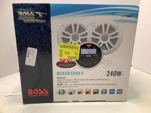 Boss Marine Guage Digital Media AM/FM Reciever, Bluetooth, MCKGB350W.6, 240W, Appears New - Lot 185