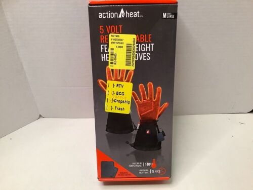 Action Heat 5 Volt Rechargeable Gloves, Large, Appears New - Lot 685