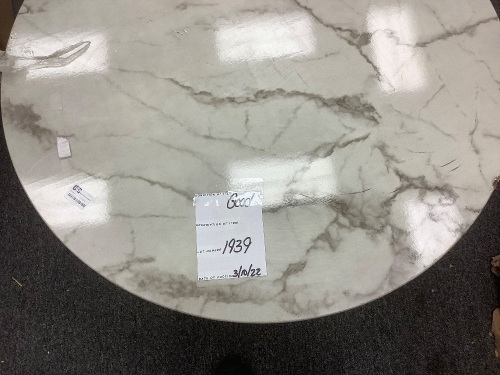 Round Coffee Table w/ Faux Marble Top, Metal Frame - 36in - Lot 1939