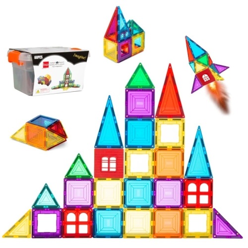 32-Piece Kids Mini Magnetic Tiles Educational STEM Toy Set w/ Carrying Case - Lot 2126
