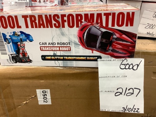 Set of 2 1/18 Scale RC Remote Control Transforming Robot Car Toys - Lot 2127