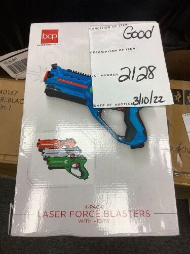 Set of 4 Infrared Laser Tag Blasters and Vests for Kids & Adults - Lot 2128