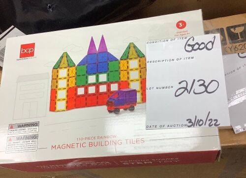 110-Piece Kids Magnetic Tiles STEM Construction Toy Building Block Set - Lot 2130