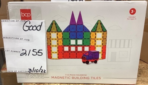 110-Piece Kids Magnetic Tiles STEM Construction Toy Building Block Set - Lot 2155
