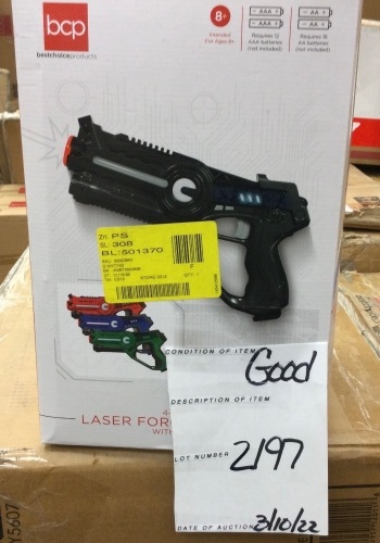 Set of 4 Infrared Laser Tag Blasters and Vests for Kids & Adults - Lot 2197