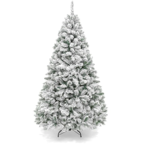 Premium Snow Flocked Artificial Pine Christmas Tree w/ Foldable Metal Base - 6ft - Lot 2131z