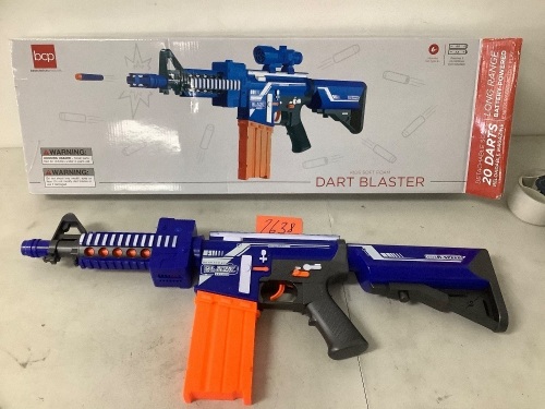 Kids Motorized Foam Dart Blaster w/ Electric Motor, High-Capacity Drum, 20 Soft Darts, Long Distance Shooting - Missing Scope - Lot 2638
