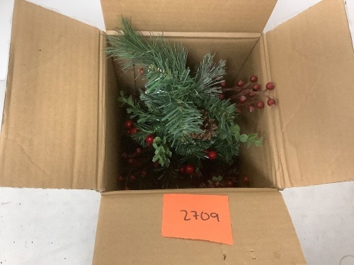 Pre-Lit Pathway Christmas Trees w/ Pine Cones, Timer - 24.5in - Lot 2709