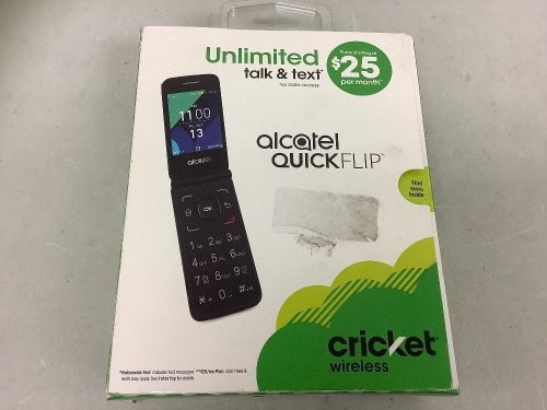 Cricket Wireless Alcatel Quick Flip Phone, New - Lot 19