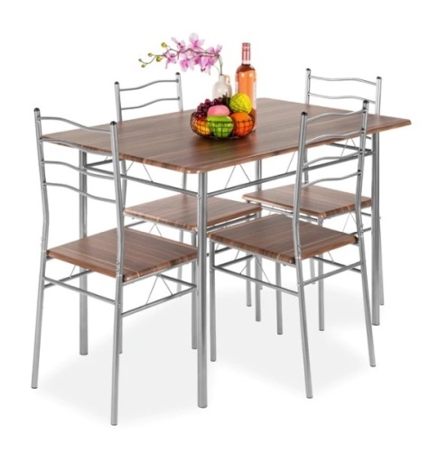 BCP 5-Piece Wooden Kitchen Table Dining Set w/ Metal Legs, Appears New, Retail 189.99 - Lot 54