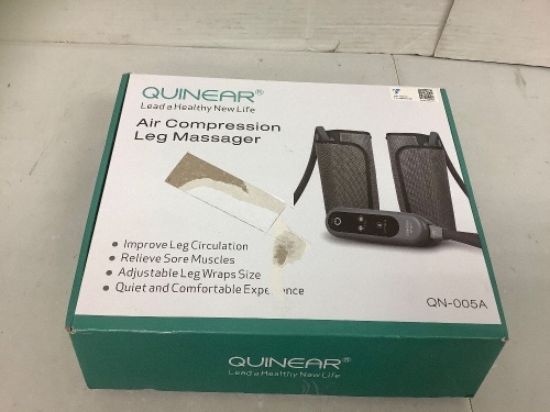 Quinear Air Compression Leg Massager, Powers Up, E-Commerce Return - Lot 261