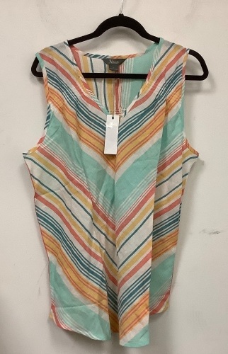 Natural Reflections Womens Stripe Sleeveless Shirt, XL, New - Lot 313