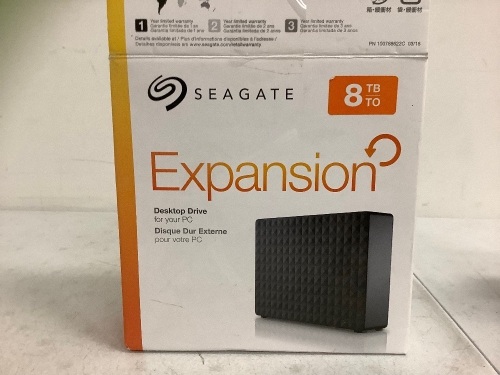 Seagate 8TB Expansion Desktop Drive, Damaged, Untested, E-Commerce Return - Lot 438