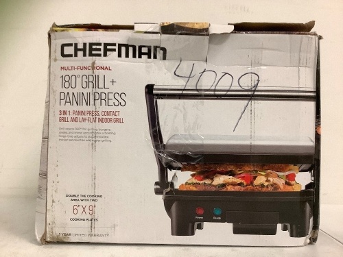 Chefman 180 Grill+Panini Press, Powers Up, E-Commerce Return - Lot 468