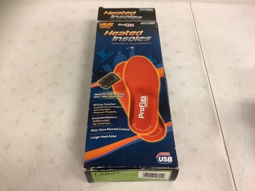 ProFlex Heated Insoles, L, Powers Up, E-Commerce Return - Lot 617