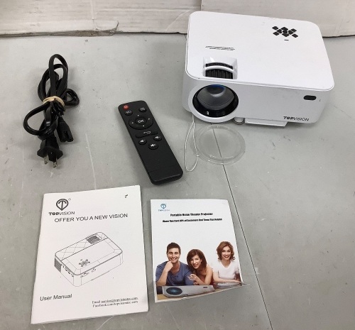 Top Vision Portable Home Theater Projector, Powers Up, E-Commerce Return - Lot 658