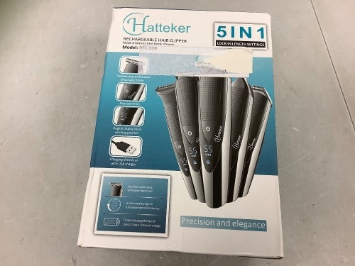 Hatteker 5 In 1 Rechargeable Hair Clipper, Powers Up, E-Commerce Return - Lot 699