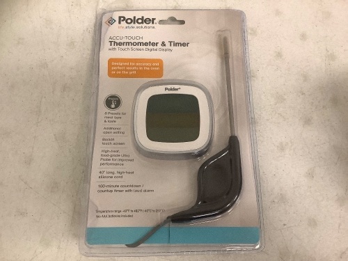 Polder Digital Meat Thermometer & Timer, Untested, E-Commerce Return - Lot 828