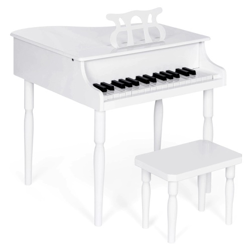 Kids Mini Wooden Grand Piano w/ Lid, Bench, Music Rack, Song Book, Stickers - Lot 63