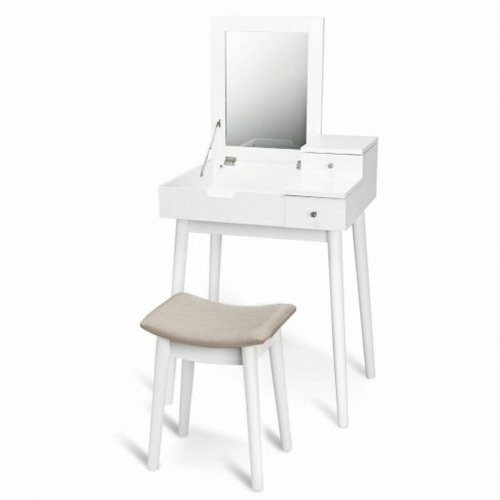 Vanity Dressing Table Set w/ Flip Mirror, Desk, Stool - Lot 126