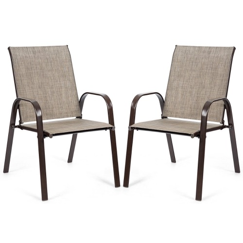 2 Pcs Patio Chairs Outdoor Dining Chair with Armrest - Lot 131