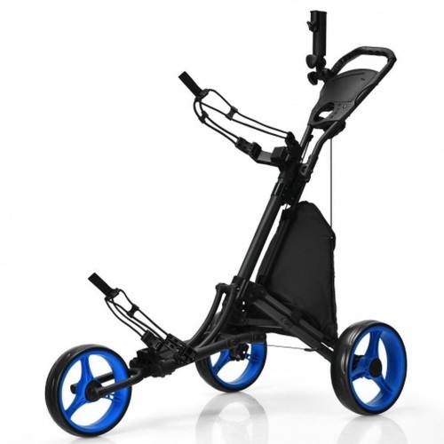Folding 3 Wheels Golf Push Cart With Bag Scoreboard Adjustable Handle - Lot 132