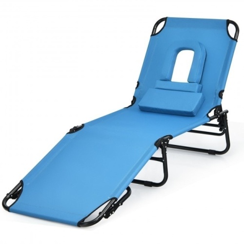 Outdoor Folding Chaise Beach Pool Patio Lounge Chair Bed with Adjustable Back - Lot 134