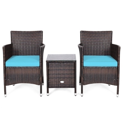 Outdoor 3 PCS Rattan Wicker Furniture Sets w/ 2 Chairs, Coffee Table - Lot 166