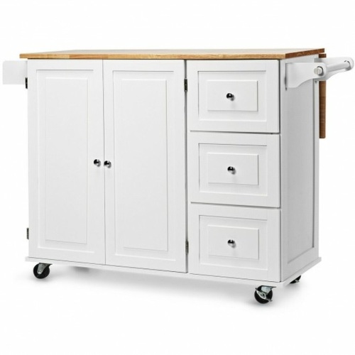 Drop-Leaf Kitchen Island Trolley Cart Wood Storage Cabinet - Lot 209