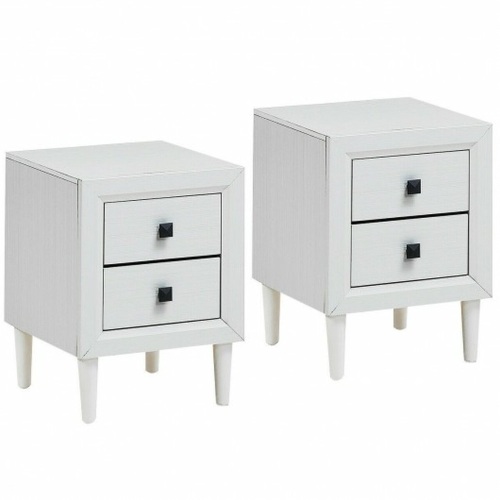 2Pcs Multipurpose Retro Nightstand With 2 Drawers - Lot 218
