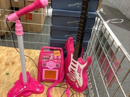 Kids Electric Guitar Toy Play Set w/ 6 Songs, Microphone, Amp - Lot 310